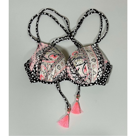Victoria’s Secret ‘The Gorgeous’ Paisley Polka Dot Push-Up Bikini Top 34C 🌸✨ - Picture 2 of 6